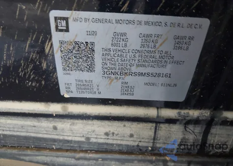 2021 Chevrolet Blazer Rs z USA, uszkodzony, nr VIN 3GNKBKRS9MS528161